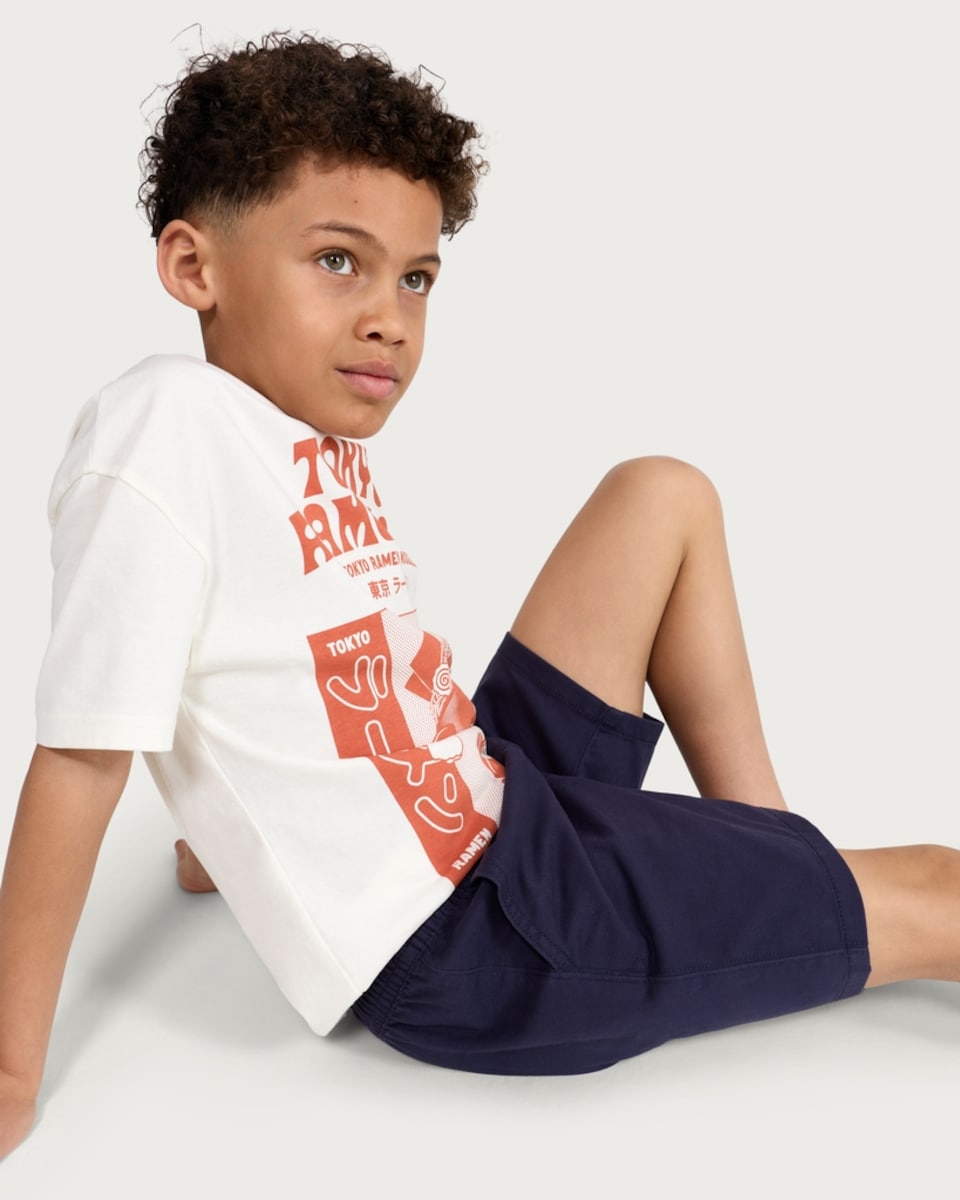 image 1 of F&F Boys Cotton Rich Drawstring Shorts in Navy
