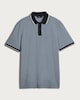 image 4 of F&F Pure Cotton Textured Geometric Print Polo Shirt in Navy