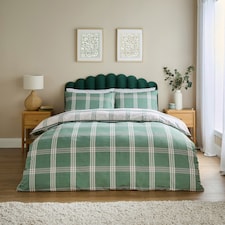 SILENTNIGHT GREEN CHECK SUPERSOFT DUVET SET DOUBLE