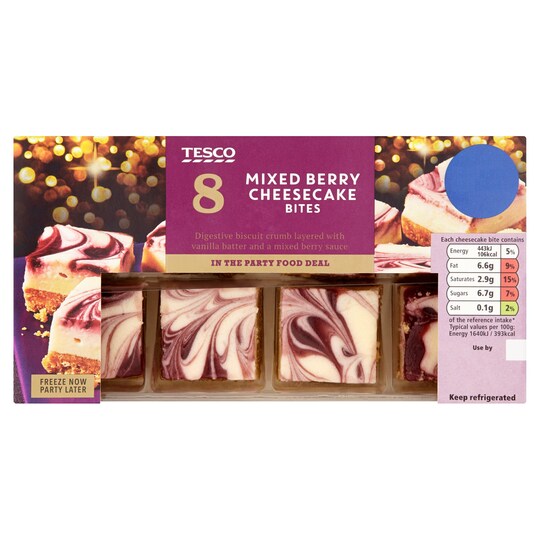 TESCO 8 MIXED BERRY C/CAKE BITES 216G Tesco Groceries