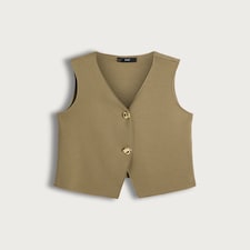 F&F Sleeveless Two Button Waistcoat in Khaki