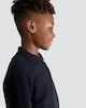image 1 of F&F Boys Pure Cotton Waffle Textured Zip Polo Top in Navy
