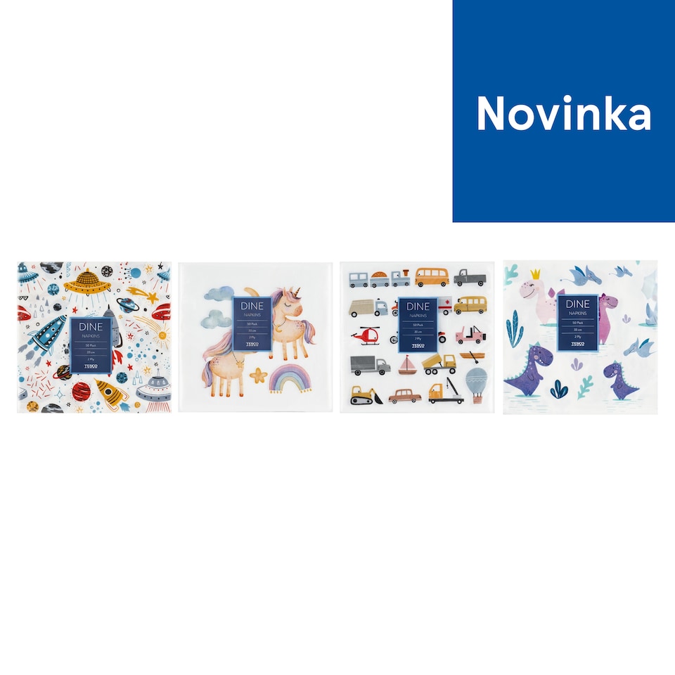 image 1 of Tesco Dine Child Mix Napkins 2 Ply 33 cm x 33 cm 50 pcs