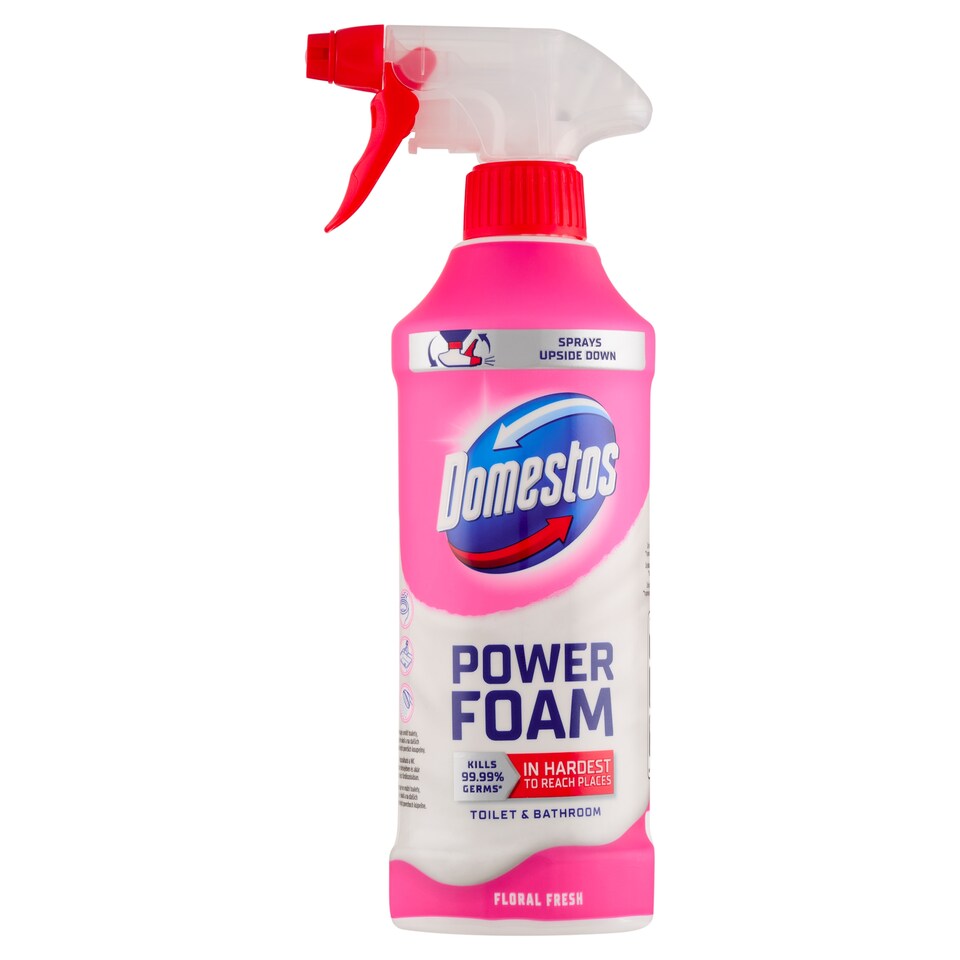 image 1 of Domestos Power Foam Floral Fresh Toilet and Bathroom Cleaning and Disinfecting Foam 435ml