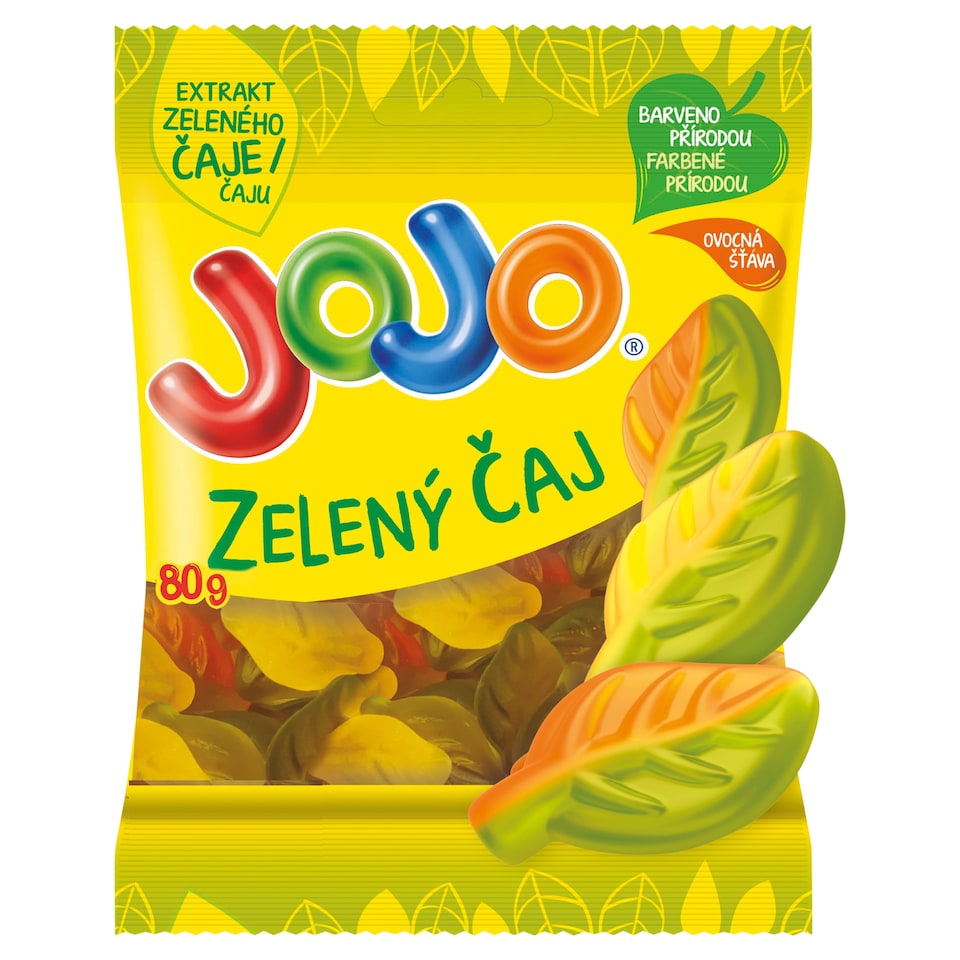 JOJO Zelený čaj želé bonbóny s příchutí broskve a citrónu 80g