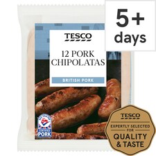 Tesco 12 Pork Chipolatas Chipolatas 375G