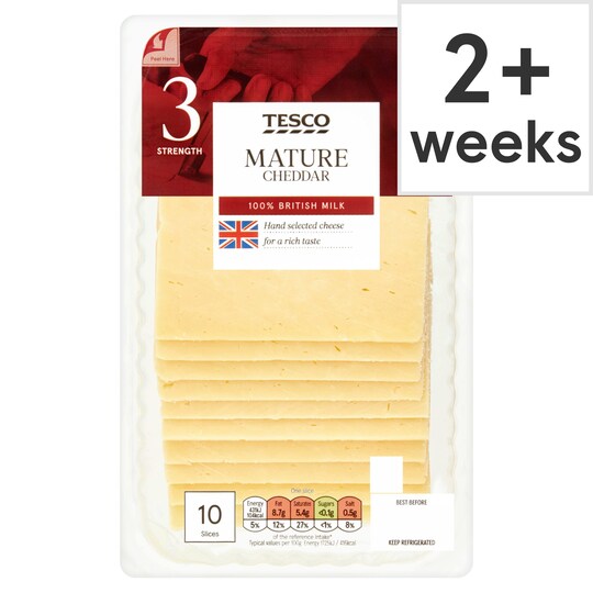 Tesco Mature 10 Cheddar Slices 250G Tesco Groceries