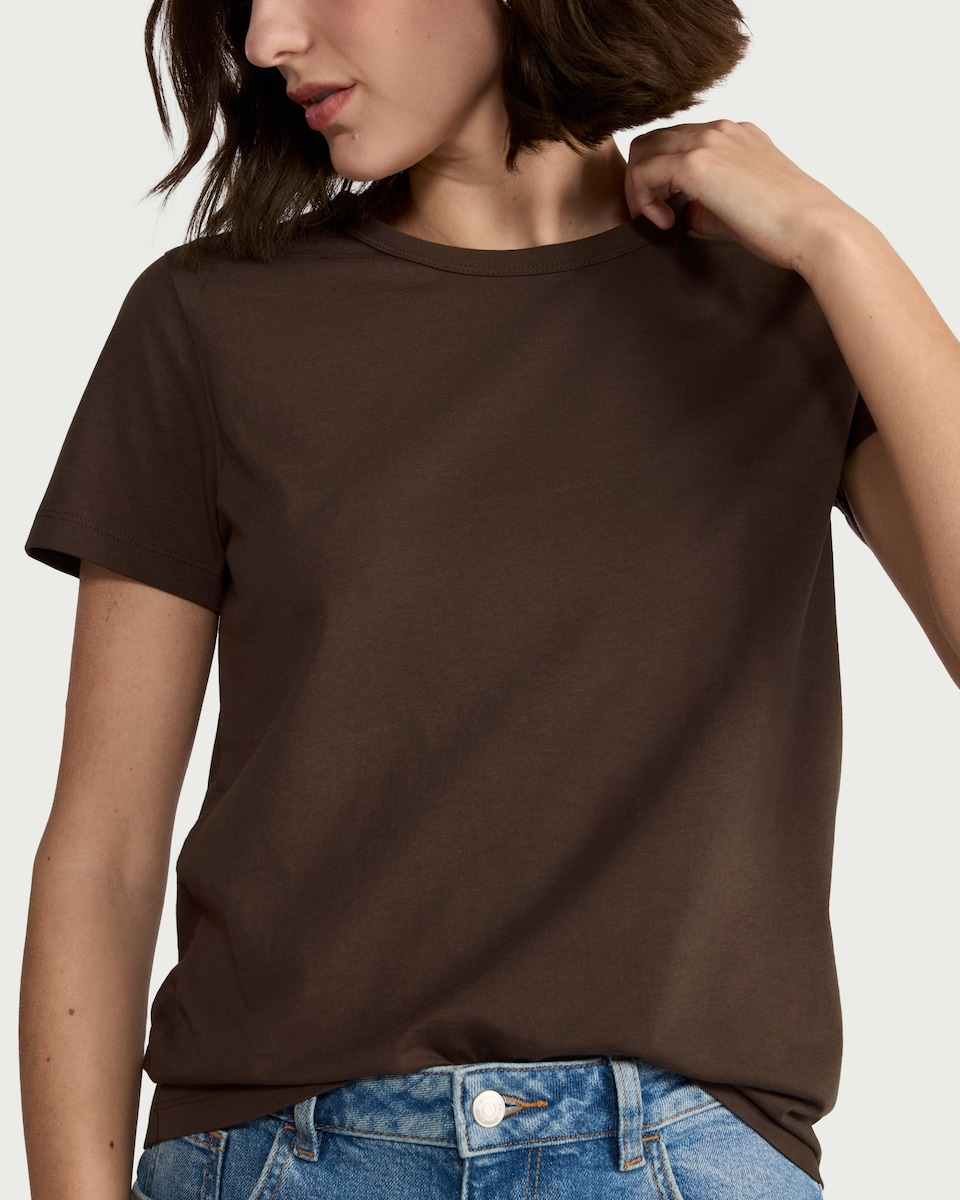 image 1 of F&F Pure Cotton Short Sleeved T-Shirt in Brown