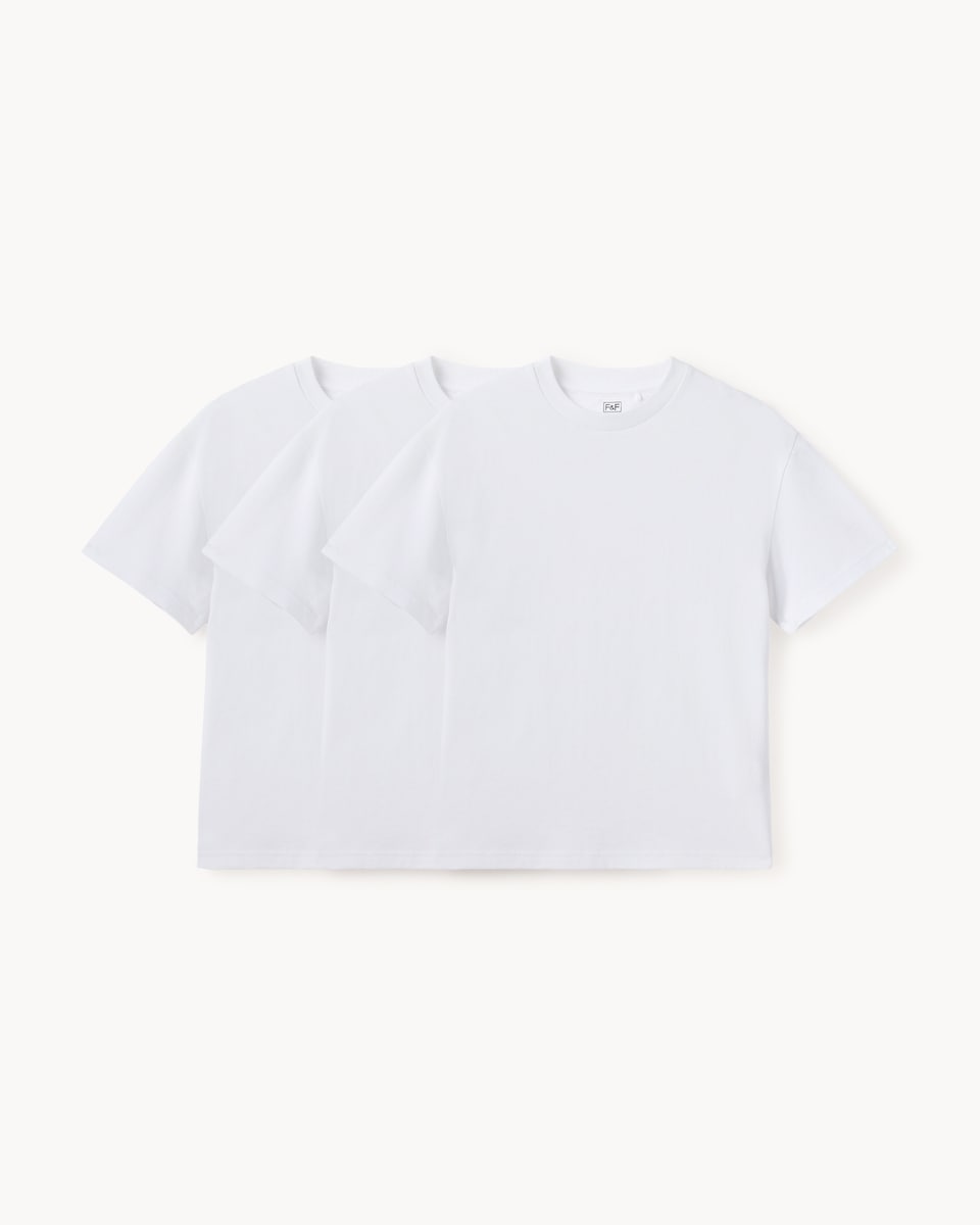 image 1 of F&F Boys 3-Pack Pure Cotton T-Shirts in White