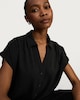 image 1 of F&F Woven Button Front Short Sleeved Blouse in Black