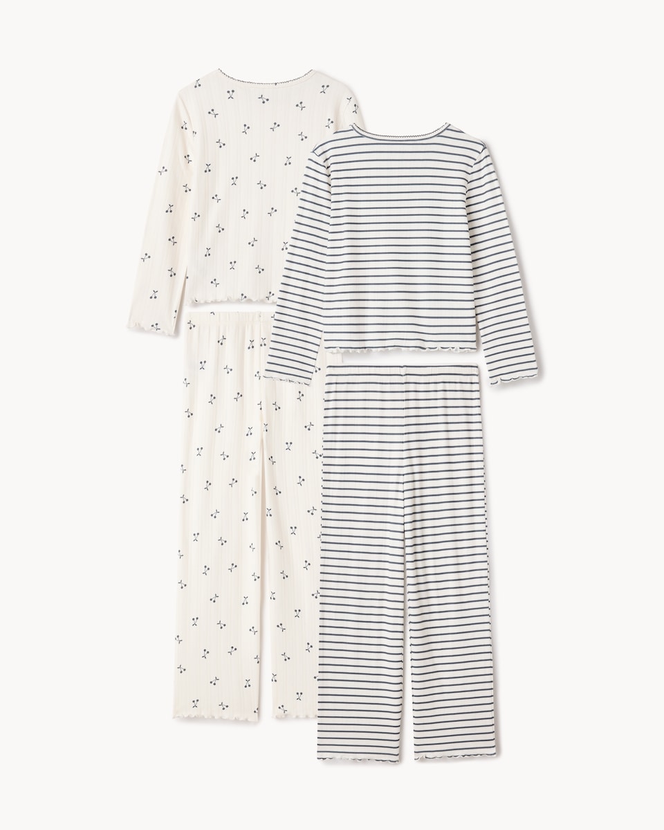 image 1 of F&F Girls 2-Pack Pointelle Printed Pyjama Sets in Multi