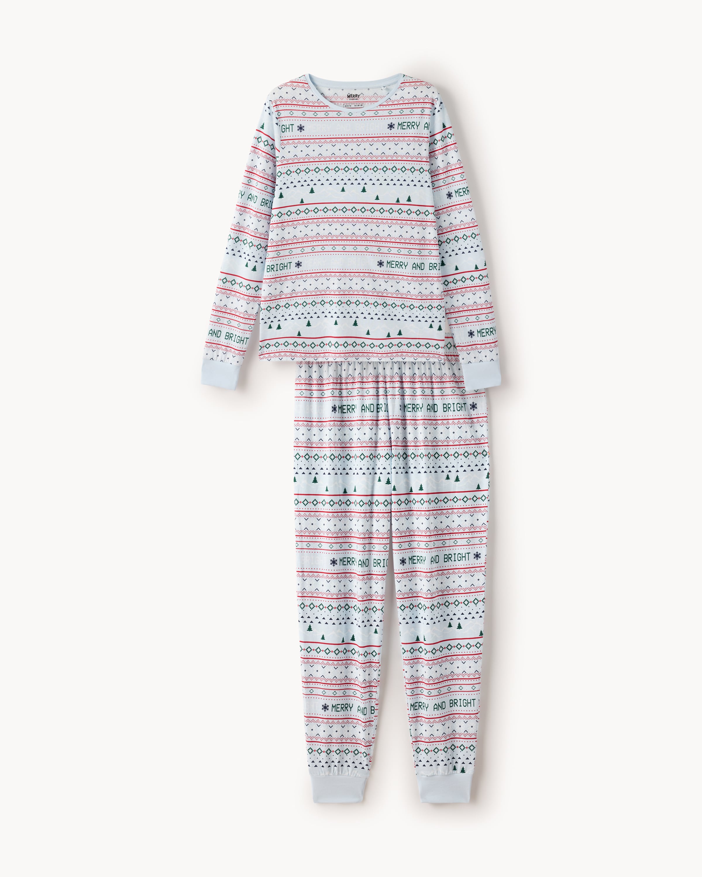 Christmas Pure Cotton Fair Isle Matching Family Pyjama Set in Multi Blue