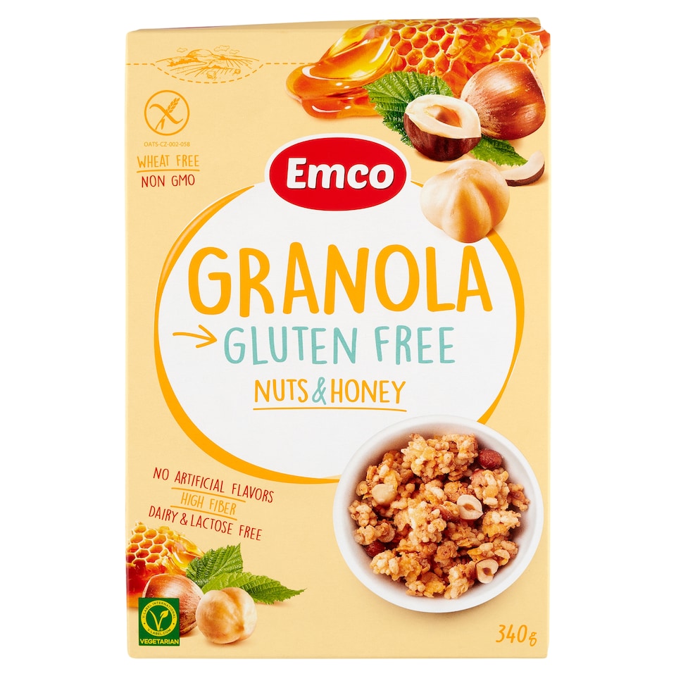 Emco Gluten Free Granola Honey & Hazelnut 340 g