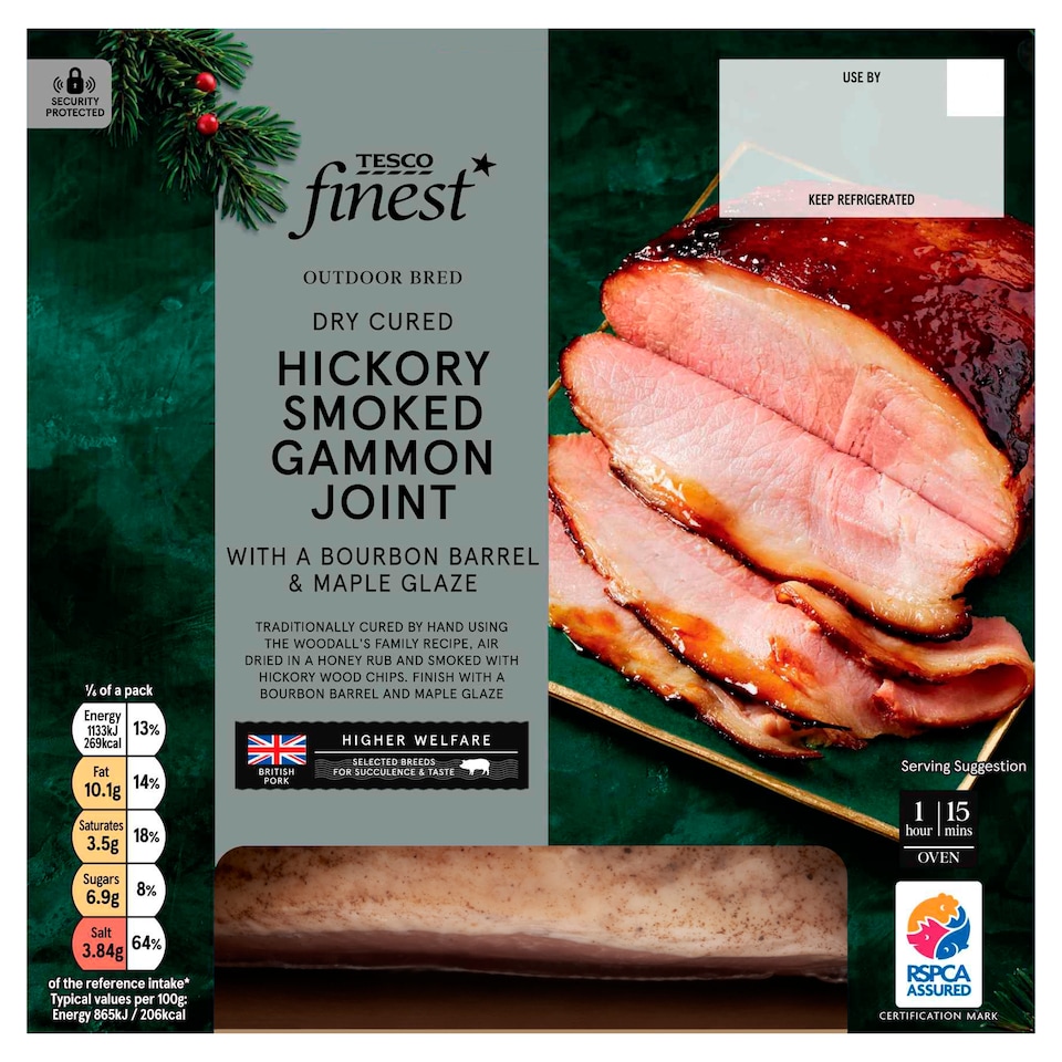 Tesco Finest Dry Cured Hickory Smoked Gammon Joint with a Bourbon Barrel and Maple Glaze 1kg