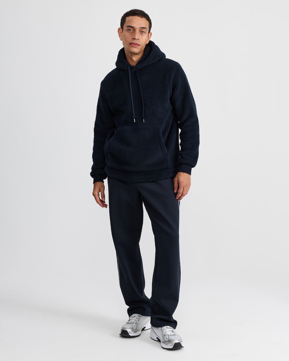 image 1 of F&F Fleece Kangaroo Pocket Pyjama Hoodie in Navy