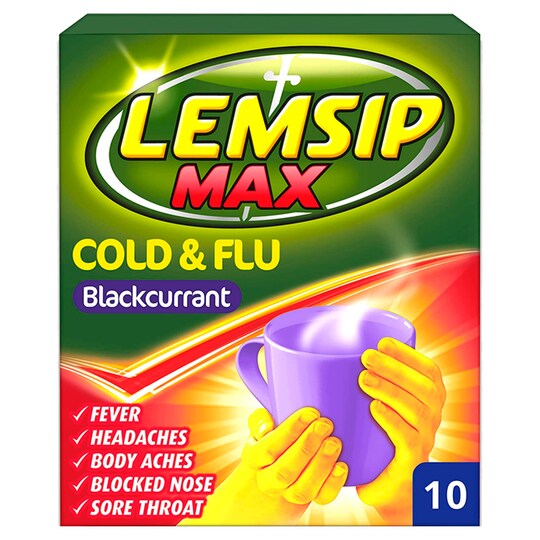 Lemsip Max Cold And Flu Blackcurrant Sachets X 10 Tesco Groceries