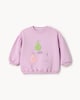 image 3 of F&F Baby 2-Piece Cotton Rich Appliqué Pear Sweatshirt and Gingham Leggings Set in Purple