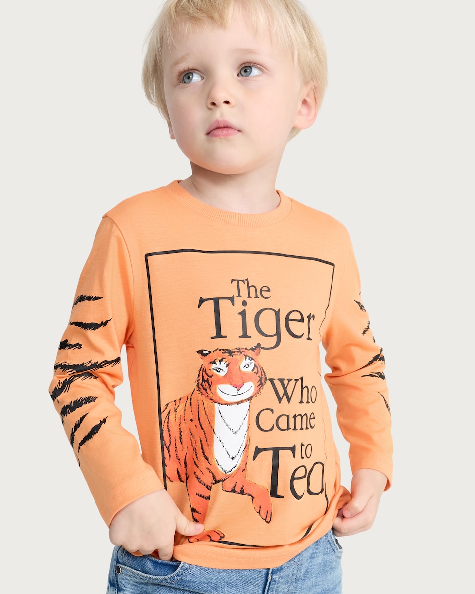 image 1 of The Tiger Who Came to Tea Long Sleeved Top in Orange