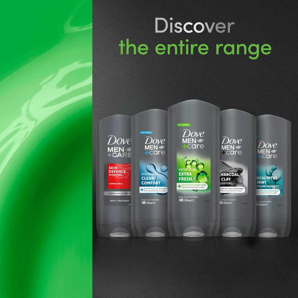 image 1 of Dove Men+Care Refreshing 3-in-1 Hair, Face and Body Wash Extra Fresh 400 ml