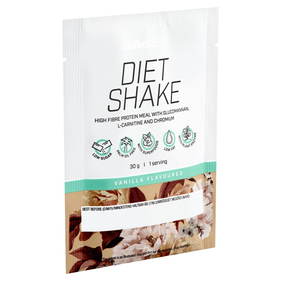 BioTechUSA Diet Shake vanília ízű tejsavófehérje italpor 30 g  1. kép