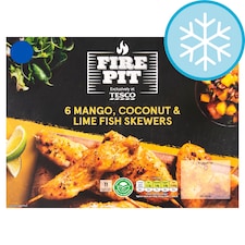 Tesco Firepit 6 Mango Coconut Lime Fish Skewers 300G