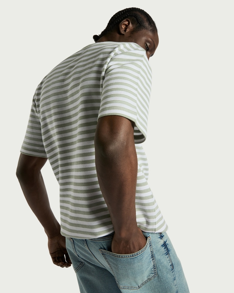 F&F Cotton Rich Striped Short Sleeved T-Shirt in Green