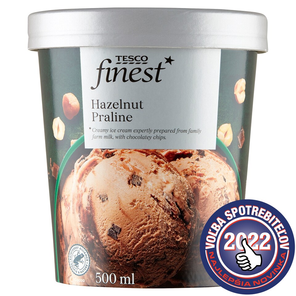 Tesco Finest Mliečny mrazený krém lieskovoorieškový 500 ml