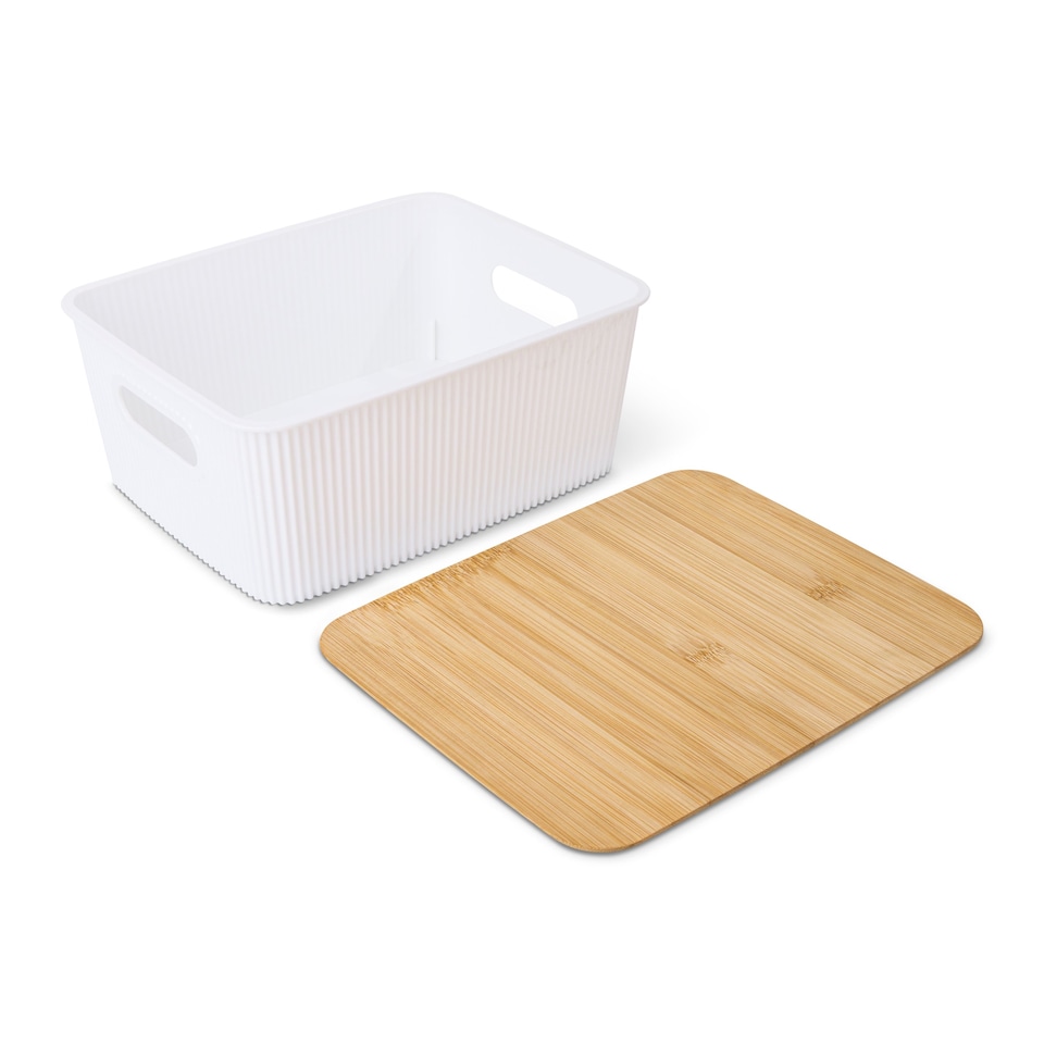 image 1 of Core Supply White Ribbed Storage Bin S 