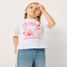 F&F Girls Pure Cotton Strawberry T-Shirt in White