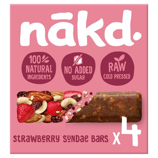 Nakd Strawberry Sundae Fruit And Nut Bars 4 Pack 140G Tesco Groceries