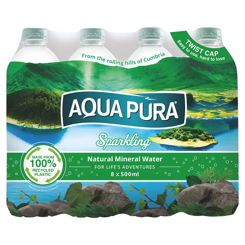 Aqua Pura Sparkling Natural Mineral Water 8 x 500ml