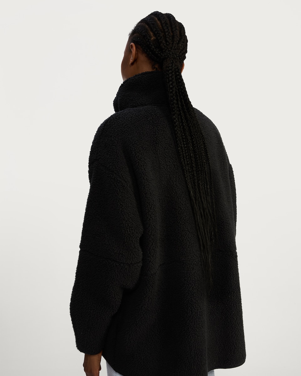 image 1 of F&F Fleece Zip Up Pyjama Jacket in Black