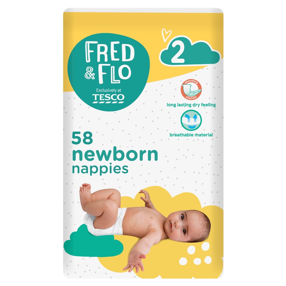 image 1 of Fred & Flo Newborn Nappy Size 2 58 Pack