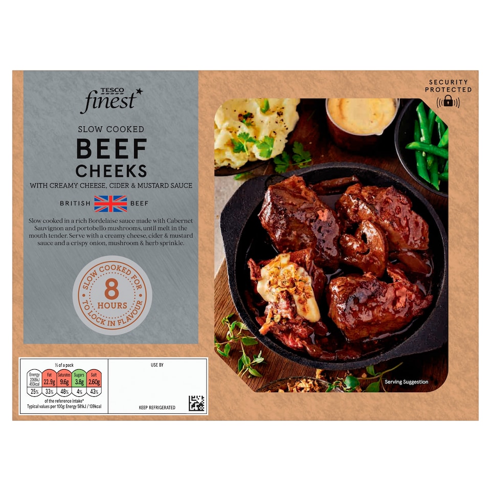 Tesco Finest Slow Cooked British Beef Cheek with Portabello Mushrooms in a Bordelaise Sauce 775g