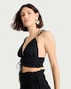 image 2 of F&F Ruched Tie Strap Beach Bralette in Black