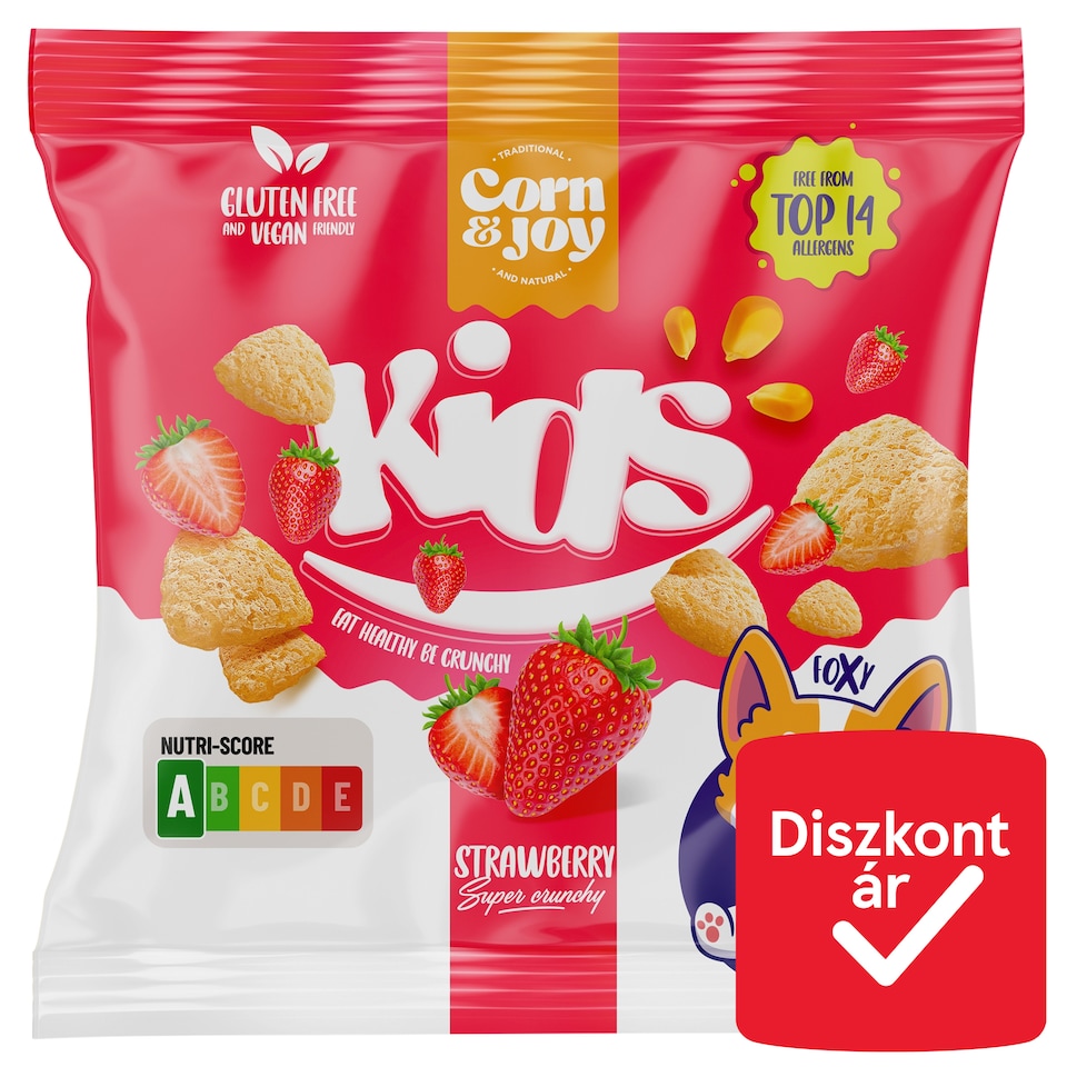 Corn & Joy Kids extrudált eper ízű snack 40 g