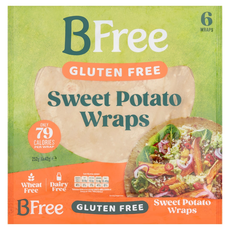 BFree Gluten Free Sweet Potato Wraps 6 Pack 42g