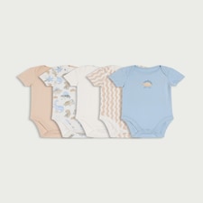 F&F Baby 5-Pack Pure Cotton Dinosaur Print Bodysuits in Blue