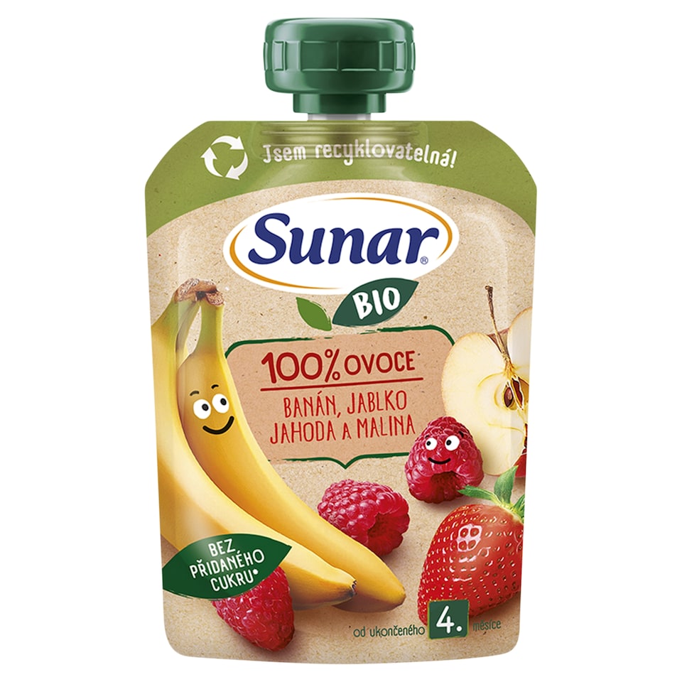 image 1 of Sunar Organic Banana, Apple, Strawberry, Raspberry 100 g