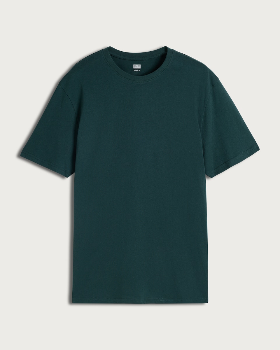 F&F Cotton Rich Crew Neck Slim Fit T-Shirt in Green
