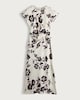 image 4 of F&F Satin Blurred Floral Print Midi Dress in Multi Black White