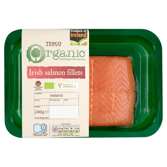 Tesco Organic Salmon Fillets 240g Tesco Groceries