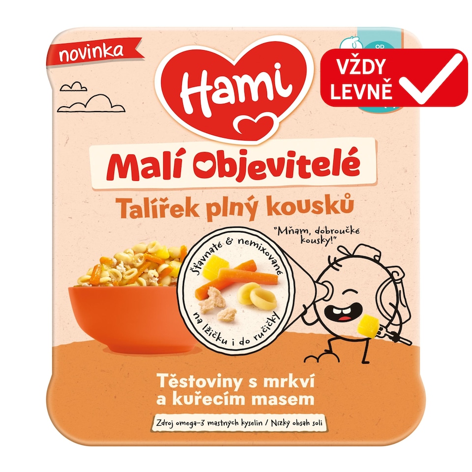 Obrázek 1 pro produkt HAMI masozeleninový talířek Těstoviny s mrkví a kuřecím masem 200 g