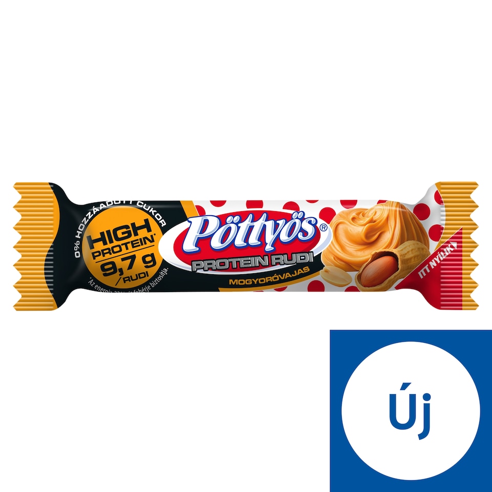 Pöttyös Protein Túró Rudi mogyoróvajas túródesszert kakaós étbevonattal, édesítőszerekkel 51 g