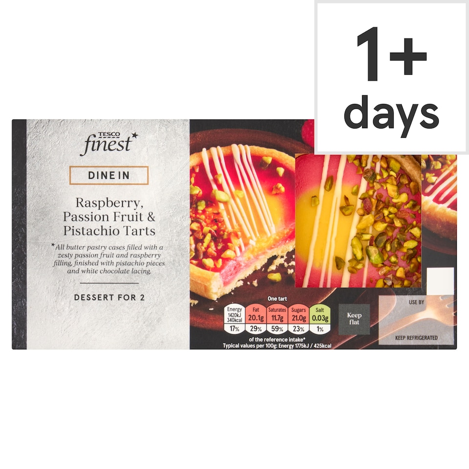 Tesco Finest Zingy Raspberry, Passion Fruit and Pistachio Tarts 160g