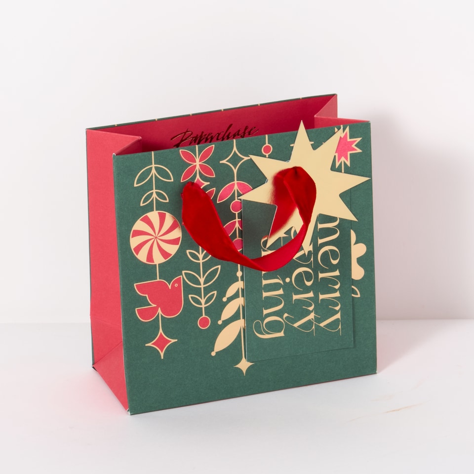 image 1 of Paperchase Christmas Embers Edge Small Gift Bag 