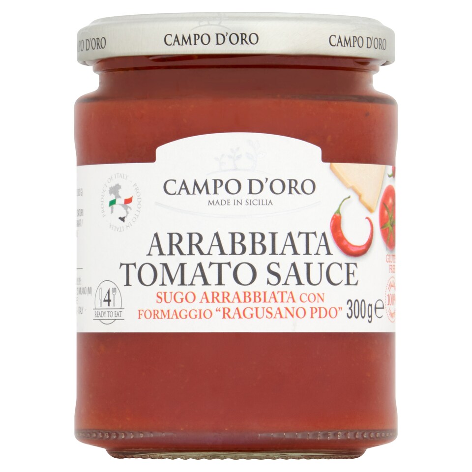 Campo D'oro Arrabbiata Tomato Sauce with "Ragusano PDO" Cheese 300g