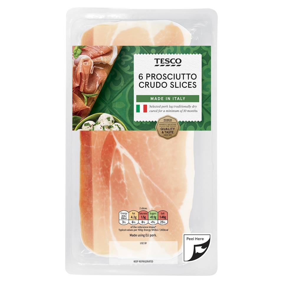 image 1 of Tesco 6 Prosciutto Crudo Slices 84G