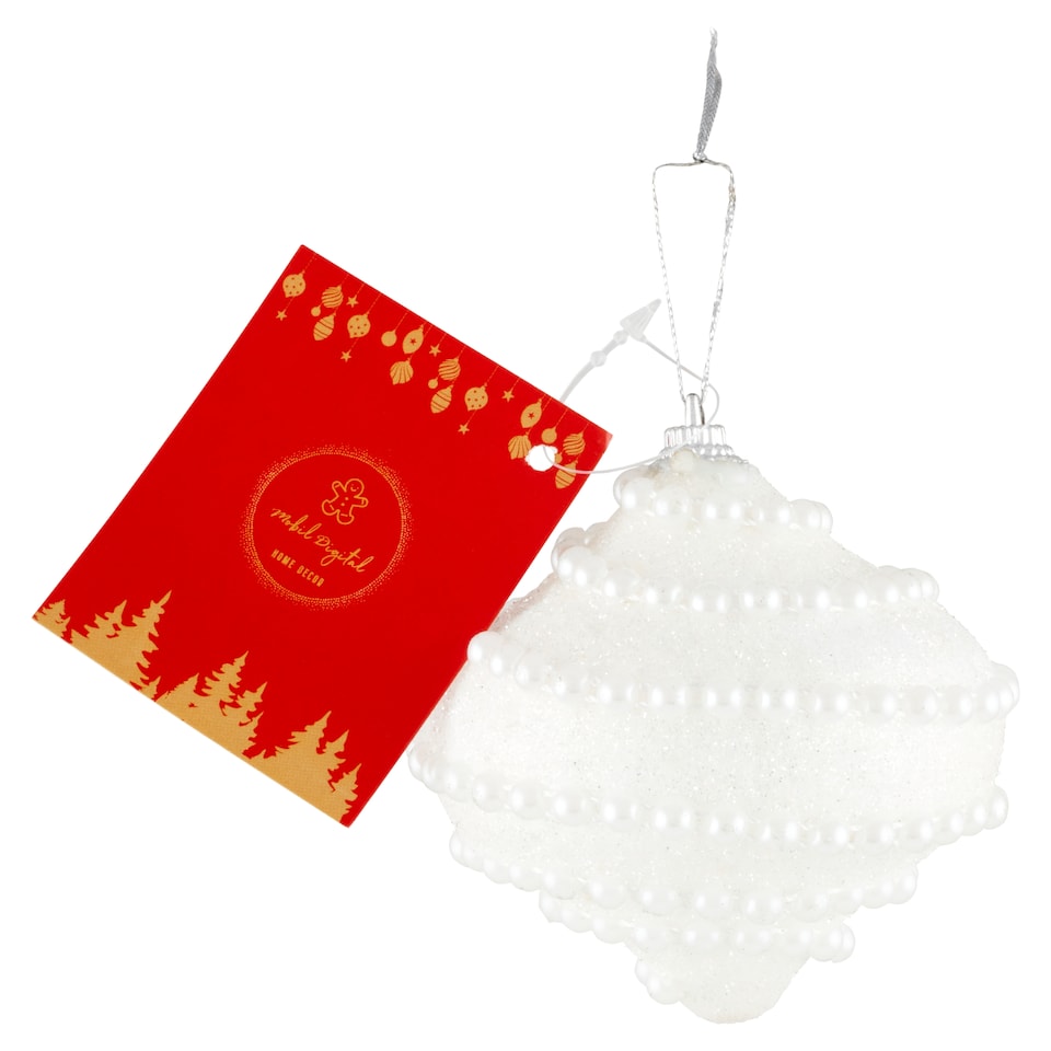 Mobil Digital fehér dekoráció gyöngyökkel 8 cm