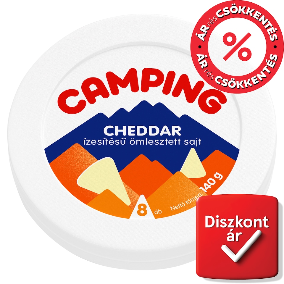 Camping cheddar ízesítésű ömlesztett sajt 8 db 140 g